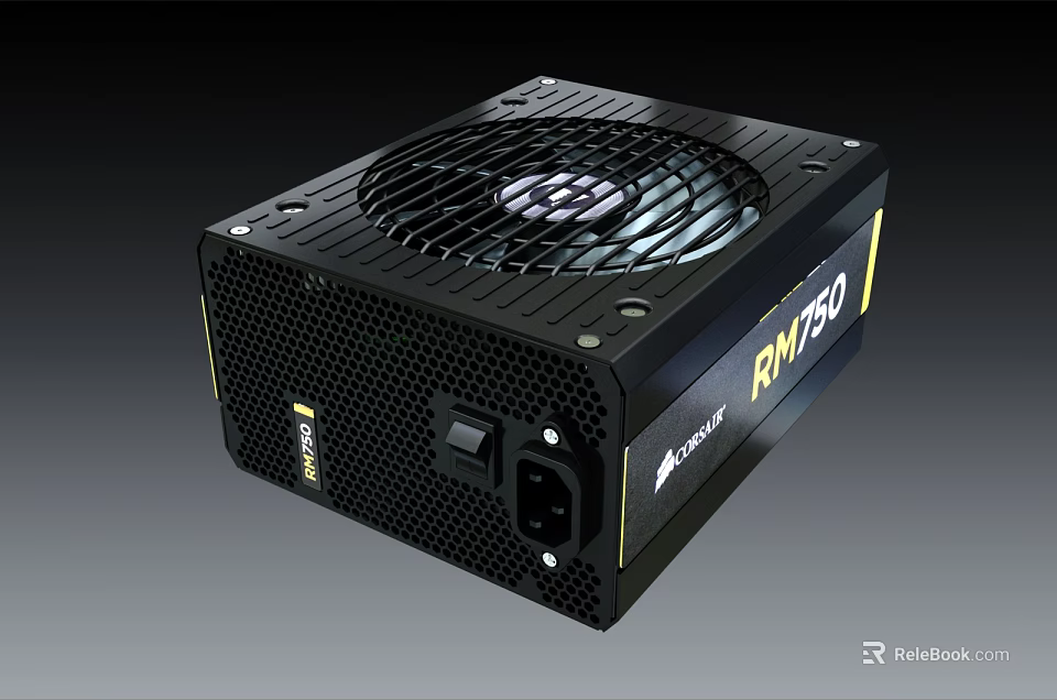 Corsair PM750 High Efficiency Computer Power Supply With Quiet Cooling Fan 3d model 