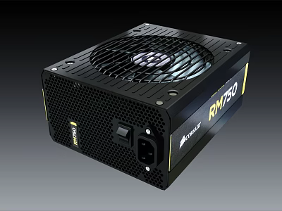 Corsair PM750 High Efficiency Computer Power Supply With Quiet Cooling Fan 3d model