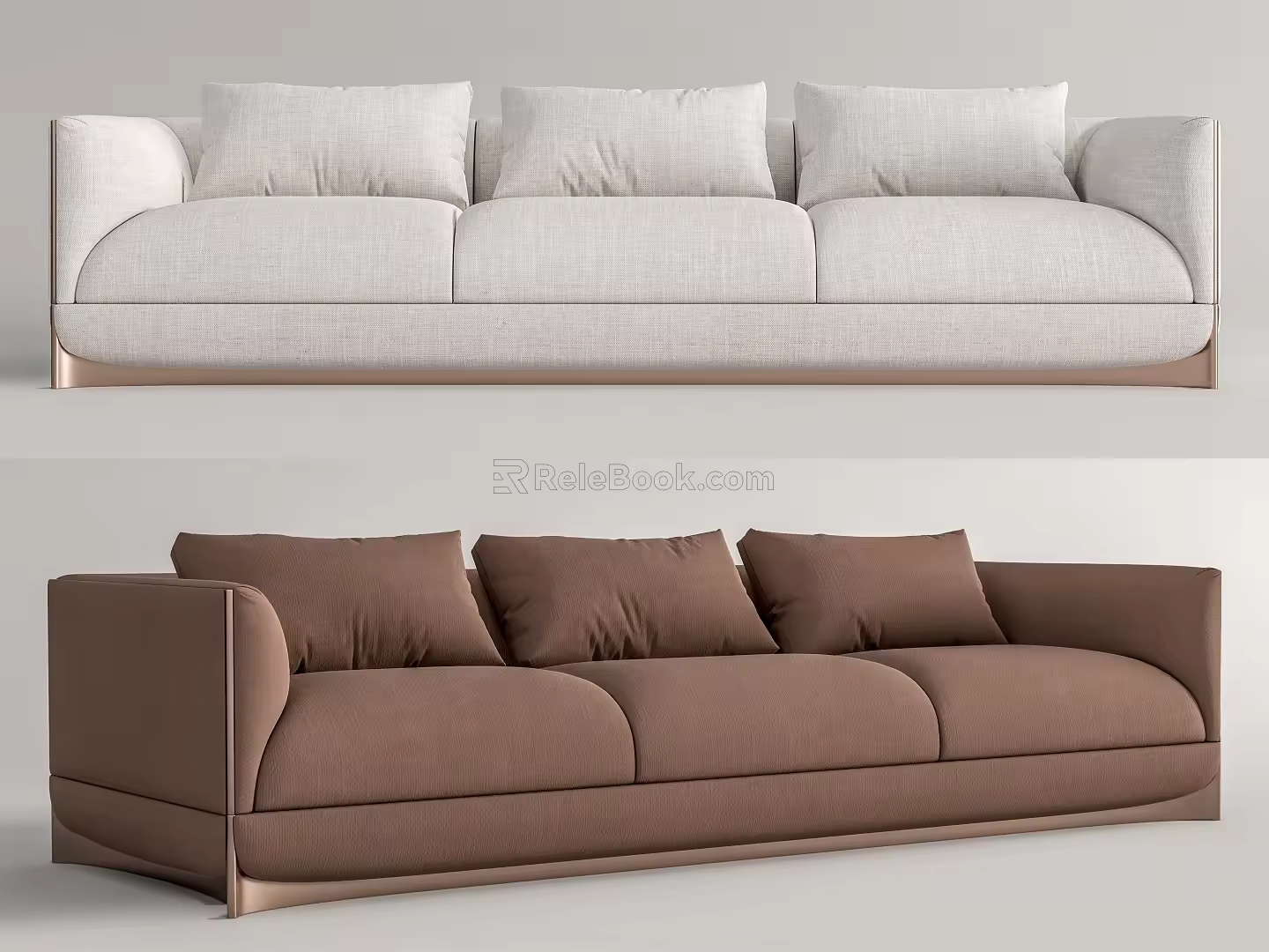 Modern three-seat sofa multiplayer sofa 3d model