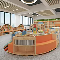 Book Art Cozy Kids Library Interior Featuring Colorful Furniture Circular Reading Area And Large Windows