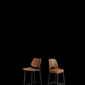 Comfortable Brown Leather Bar Stools With Black Metal Frame And Backrest 3d model