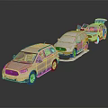 Three Different Colored SUV Cars With Shiny Exteriors And Reflections Displayed