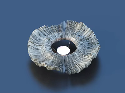 Elegant Fan Shaped Sculpture Carving With Striped Texture And Central White Dot 3d model