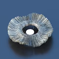 Elegant Fan Shaped Sculpture Carving With Striped Texture And Central White Dot