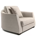 Light Beige Upholstered Single Seater Sofa With Diamond Stitched Back And Accent Pillow 3d model