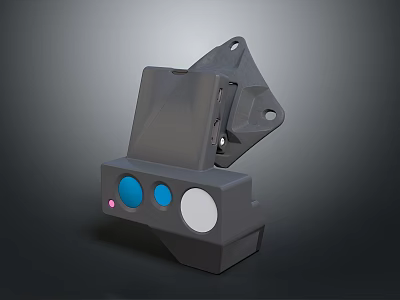 Weapon Mechanical Module Featuring Gray Body Blue White Circular Parts and Pink Indicator Light 3d model