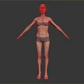 Woman in Grey Underwear Standing with Arms Outstretched 3D Model on White Background