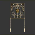 Modern Luxury Black Cabinet With Gold Geometric Patterns Slender Gold Legs On White Base
