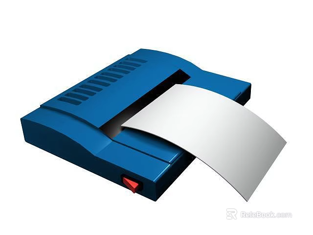 Sleek Blue Desktop Printer With Paper Coming Out Of Printing Machine 3d model