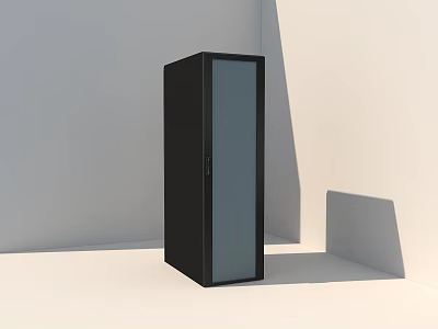 Black Modern Computer Server Cabinet With Glass Door For Office Data Storage 3d model
