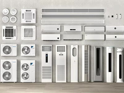 Various Types of Air Conditioners and Fans Display Collection for Home Cooling 3d model