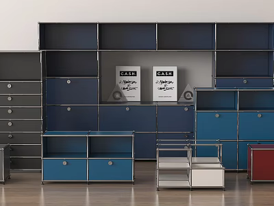 Modern Console Cabinet And Side Cabinet With Multiple Colors Drawers And Shelves Design 3d model