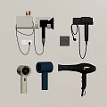 Wall Mounted Switch Panel With Various Hair Dryers And Electrical Setup 3d model