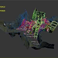 Detailed Rocky Terrain With Mechanical Structures Platforms And Metal Components