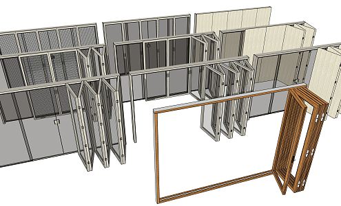 Modern folding door folding door window 3d model