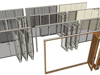 Modern folding door folding door window 3d model