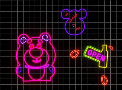 Strawberry Bear Pub Neon 3d model