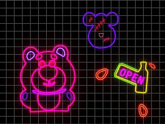 Strawberry Bear Pub Neon 3d model