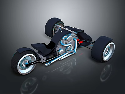 Futuristic Concept Motorcycle With Oversized Tires Streamlined Bodywork And Sporty Design Elements 3d model