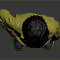 Young Boy In Yellow Shirt Dark Pants And Green Shoes Standing Against Gray Background