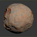Natural Orange Gray Stone Sphere With Cracked Textured Surface Design Decor