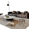 Modern Leather Sofa And Coffee Table Set With Accent Pillows Marble Top And Floor Lamp