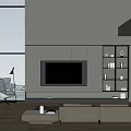 Modern Duplex Living Room Interior Design With High Ceiling Large Windows And Modern Sofa 3d model