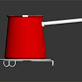 Red Stainless Steel Pot With Transparent Lid On Metal Rack For Kitchen Use