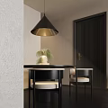 Modern Living Dining Room Interior With Dark Paneled Walls Sofa Coffee Table And Abstract Art