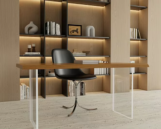 Modern Desk Chair Acrylic Desk Chair Combination 3d model