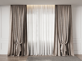 modern curtain fabric curtain gauze curtain 3d model