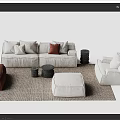 Baxter Damascus Sofa Coffee Table Combination Single Sofa Double Sofa 3d model