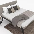 People Relaxing In Modern Bedroom With Bed Nightstand Rug And Pendant Light