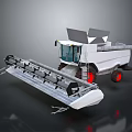 White Combine Harvester Modern Industrial Design With Red Wheels And Harvesting Header