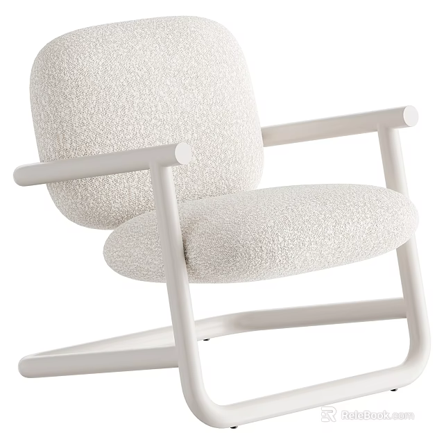 Modern Comfortable Leisure Chair With Textured Fabric Seat And White Armrests 3d model 