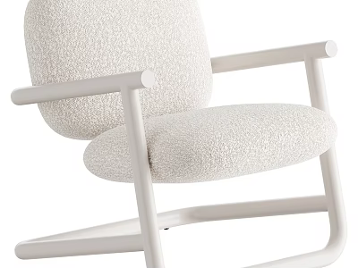 Modern Comfortable Leisure Chair With Textured Fabric Seat And White Armrests 3d model