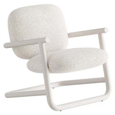 Modern Comfortable Leisure Chair With Textured Fabric Seat And White Armrests 3d model