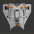 Gray And Orange Sci Fi Spaceship With Sleek Design Multiple Engines And Cockpit 3d model