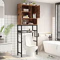 Elegant Modern Bathroom Interior Design With Marble Countertop Wooden Shelf And Bathtub