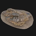 Garden Landscape Decorative Rock With Natural Texture And Yellow Green Moss On Stone Base