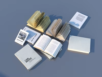 Various Books And Magazines Featuring Open Pages Stacked Closed Covers And Diverse Designs 3d model