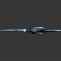 Tri Bladed Silver Metallic Weapon With Blue Gemstone Center Design 3d model