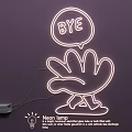 Neon Lighting Combo with Creative Hand and BYE Bubble Design for Home Modern Ambient Decoration