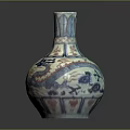 Antique Chinese Porcelain Vase With Dragon Pattern Blue White Red Decorative Home Decor