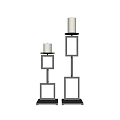 Two Modern Minimalist Black Candle Lamps With Square Structure Base And Candles 3d model