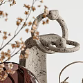 Decorative Ornament Set With Vase Dried Branches Teapot Fruit Plate And Books