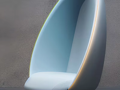 Modern Light Blue Single Chair With Curved Design And Soft Accent Lighting In Stylish Interior 3d model
