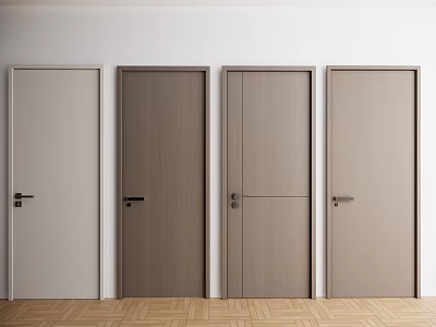 Four Hinged Doors With Wooden And Neutral Finishes In Modern Interior Design 3d model
