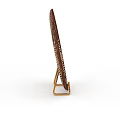 Woven Design Storage Locker With Brown Beige Pattern And Gold Stand