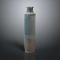 Grey Old Gas Cylinder With Valve And Red Base For Industrial Equipment